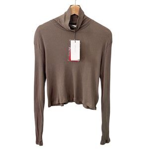 NWT John Elliott Des Cotton Cashmere Cropped Ribbed Turtleneck size 3 Large